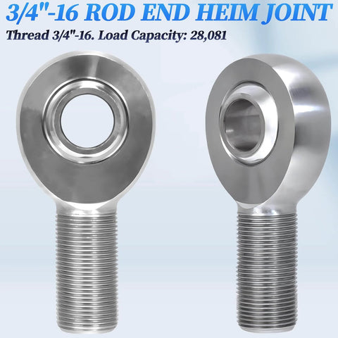 Close-up of 3/4 inch Heim joint rod end bearing kit with jam nuts, right and left hand 3/4-16 thread chromoly