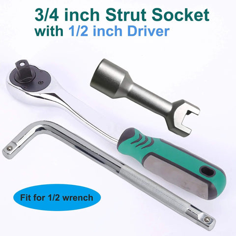 Three Quarter Inch Strut Socket With One Half Inch Drive For One And Five Eighths Inch Wide Strut Channels Forged Heat Treated Alloy Steel Suspension Socket Tool Silvery with tools