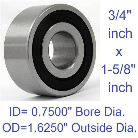 3/4" x 1 5/8" x 1/2" Ball Bearing - Sealed - 0.75" ID 1.625" OD