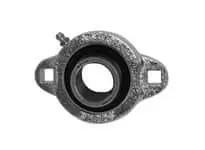 Front view of 3/4 in Narrow Set-Screw 2-Bolt Row Ball Bearing, Single Unit Nickel-Plated Housing; Sealed type for Linear Slide Units
