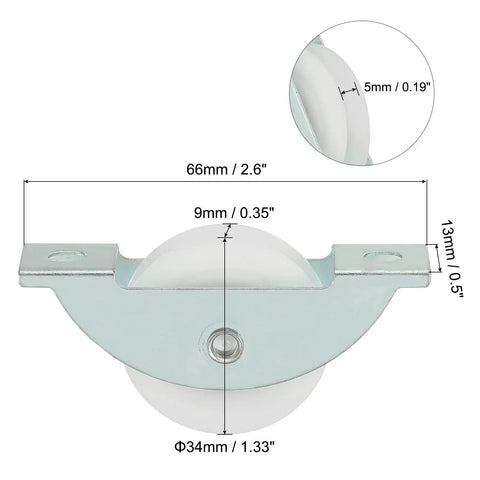 34mm Sliding Door Nylon Pulleys Four Pack For Screen Doors Wardrobes Cupboards And Closets Quiet Wear Resistant Nylon Wheels