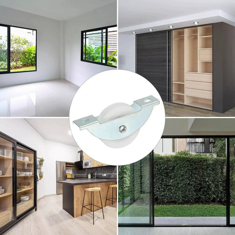 34mm Sliding Door Nylon Pulleys Four Pack For Screen Doors Wardrobes Cupboards And Closets Quiet Wear Resistant Nylon Wheels