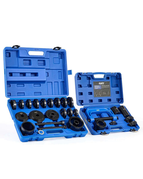 34pc Ball Joint & Wheel Bearing Press Kit, Front Wheel Drive Bearing Puller Tool Set with sliding screws and blue carrying cases