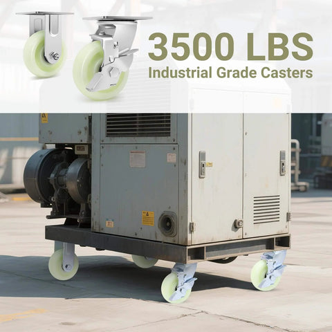 ✝️ Heavy Duty Caster Wheels 5 Inch - 3500 LBS, PP Plate Castor Set installed on industrial equipment