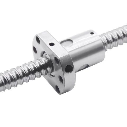 Close-up of 350mm Ball Screw RM1204 SFU1204 with metal ball nut for CNC machines and 3D printers, 12mm diameter, 4mm lead