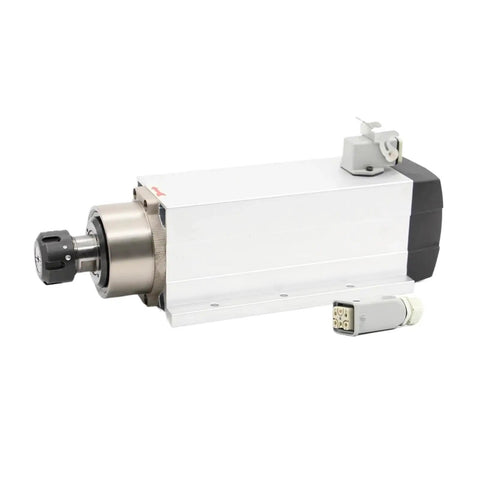 Front view of 3.5KW ER25 Air Cooled Spindle Motor With Ceramic Bearings Square Type For CNC Milling Machine 380V With Flange