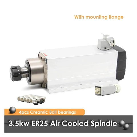 3.5KW ER25 Air Cooled Spindle Motor Bearings Kit With Flange Or Flange-Less Setup for CNC Milling and Router Machines