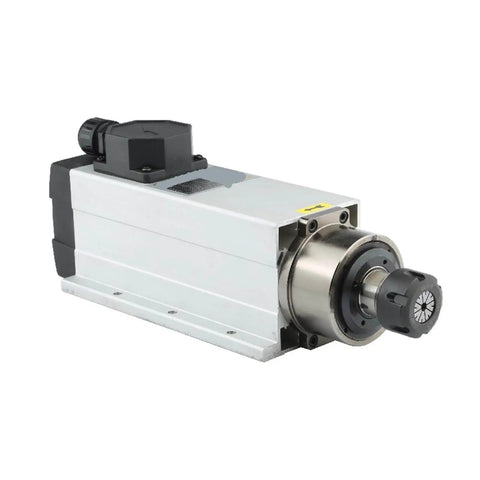 Air Cooled Spindle Motor 3.5kW ER25 With 4 Bearings, 220V/380V Dual Voltage, Square Flange Mount, CNC Milling Spindle