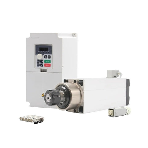3.5kW ER25 CNC Spindle Kit with four ceramic ball bearings and 4kW 380V VFD inverter, water cooled for quiet operation