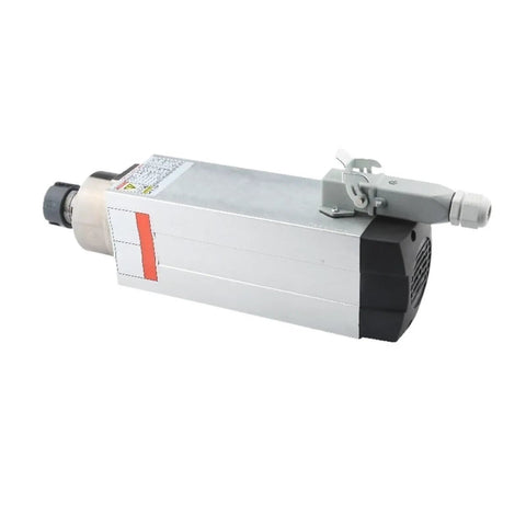3.5kW ER20 Square CNC Spindle Motor, Air Cooled, 18000 RPM, 4 Bearing High Speed Spindle laid horizontally, side view