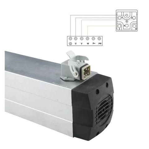3.5kW ER20 Square CNC Spindle Motor, Air Cooled, 18000 RPM, showing connector and wiring diagram, ideal for CNC milling.
