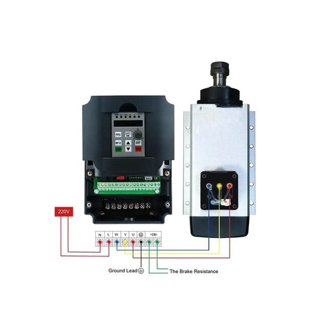 3.5kW Air Cooled ER20 Spindle Motor For CNC Machines With 4 Bearings 220V 0.01mm Precision alongside wiring diagram