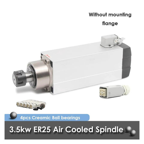 3.5KW ER25 Air Cooled Spindle Motor Bearings With Or Without Flange 220V CNC Milling Spindle for precision routers