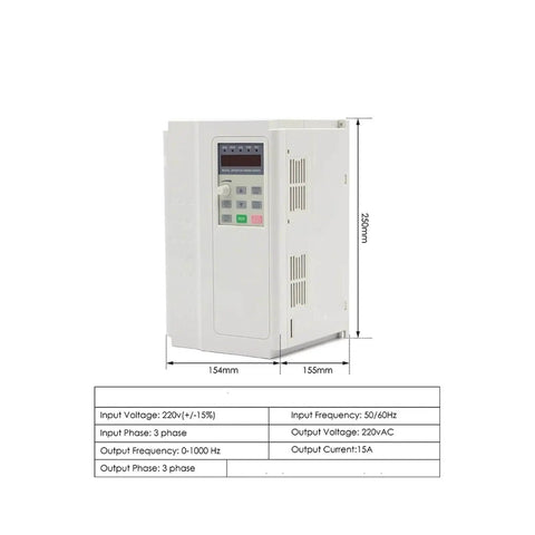 Side view of VFD unit for Pro Grade 3.5kW ER25 CNC Spindle Kit With Ceramic Ball Bearings, 0.01mm Collet, Square Spindle, 220V VFD