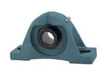 35mm Eccentric Collar Pillow Block UGAKH207 2-Bolt Wide Inner Ring Sealed Ball Bearing, Cast Iron Housing, Front View