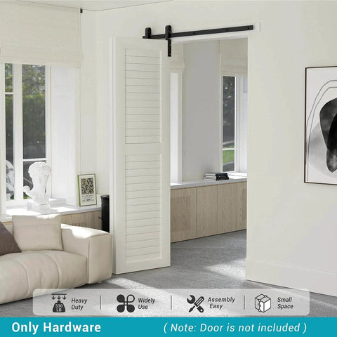 36" Bi-Folding Sliding Barn Door Hardware Track Kit installation view, black roller, easy install, door not included