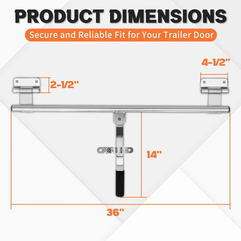 Durable 36 inch trailer door latch with forged steel construction diagram showing dimensions for enclosed trailers and doors.