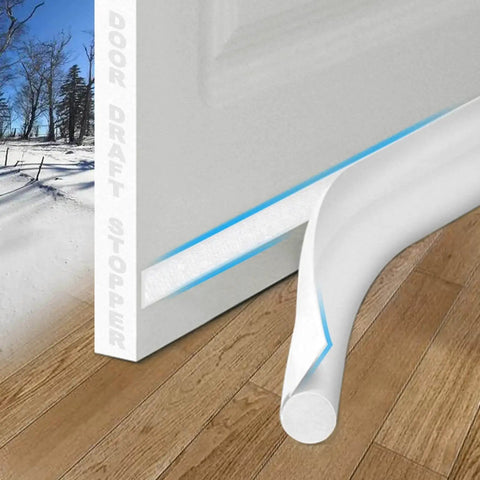 36 Inch Under Door Draft Stopper Insulator For White Doors No Fuss Gap Seal Keeps Cold Air Out Dust Smoke Wind Noise Out And Slashes Energy Bills Down Door Seal Strips And Sweeps For Easy Fit visible installed on wooden floor