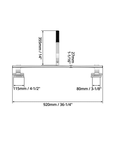 Durable 36 inch zinc plated cam bar lock for cargo trailers with dimensions and rubber grip handle shown, ideal for RV haulers.