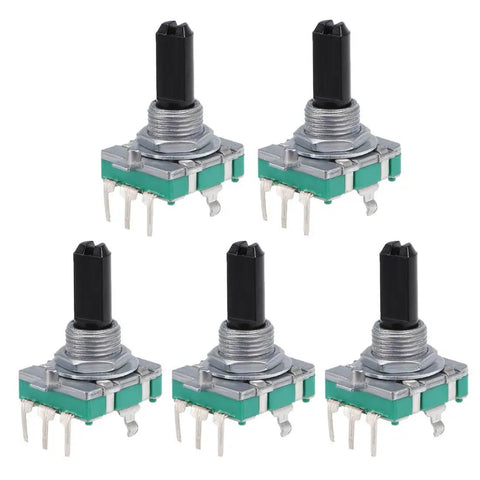 Pack of 5, 360 Degree Rotary Encoder Switch with Digital Potentiometer, 5 Pins, D Shaft, 11mm Height, 6mm Shaft Diameter, 8.8mm Thread