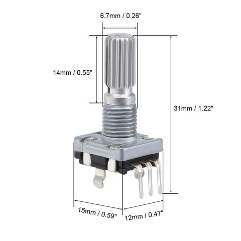 360 Degree Rotary Encoder With Code Switch And Digital Potentiometer, 14mm Shaft, 5 Pins, compact, for DIY projects