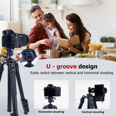Family using 360 Degree Ball Head Tripod Mount With Dual Panoramic Rotation For DSLR Mirrorless And Sports Cameras CNC Aluminum Alloy