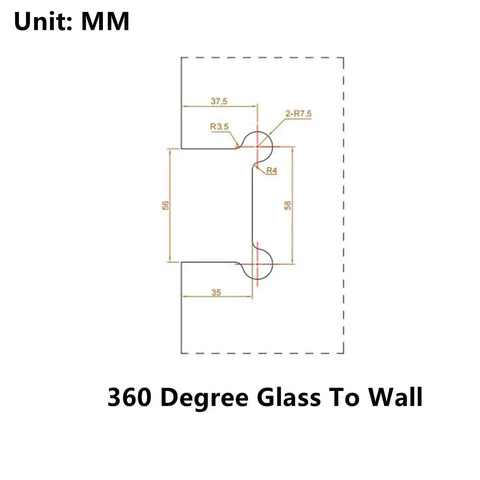 Design diagram of Heavy Duty 360 Degree Shower Glass Door Pivot Hinge Built Tough 304 Stainless Steel Top And Bottom Mount Frameless Door Hardware.
