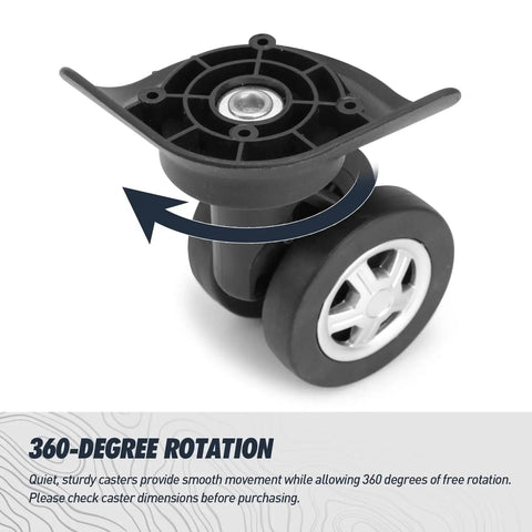 Replacement Luggage Swivel Caster Wheels Pair With 360 Degree Rubber Trolley Wheel Kit For Suitcases Repair And Travel Durable And Load Bearing With Premium PVC Rubber Metal Construction For Heavy Luggage And Smooth Quiet Rolling DL130