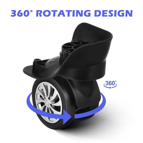 Close-up of a black rubber roller from a 4 Piece Universal Luggage Wheels Replacement Kit For Suitcases, 360 Degree Silent Swivel Casters.
