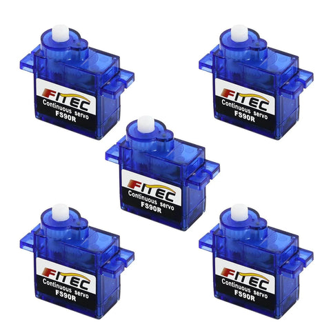 Five-pack of FS90R 360 Degree Continuous Rotation Micro Servo Motor 9g Servo for RC Helicopter Airplane Car Boat Robot Controls