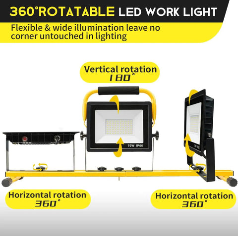 LED Work Light With Stand Pacolit P 21000 Lumen 3 Head Adjustable Individual Switches IP66 Waterproof Foldable Tripod