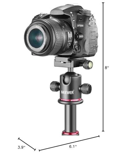 Professional Metal 360 Degree Rotating Panoramic Ball Head With One Quarter Inch Quick Release Plate and DSLR camera mounted