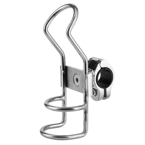 Stainless steel boat fishing rod holder with 360-degree rail clamp and locking mechanism