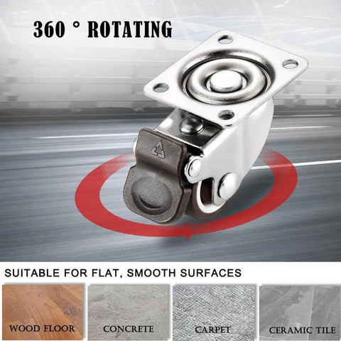 1.5 Inch Caster Wheels Heavy Duty Set of 4 Rubber 360 Degree Swivel Plate Casters for Small Furniture Carts and Cabinets 2 with Brakes 2 without Load 194 Lbs.