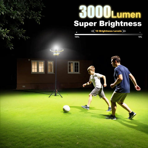 All Purpose 360 Degree Rechargeable Work Light With Remote Telescopic Stand Extends From 2.3 Feet To 8.4 Feet Ultra Bright 3000 Lumens