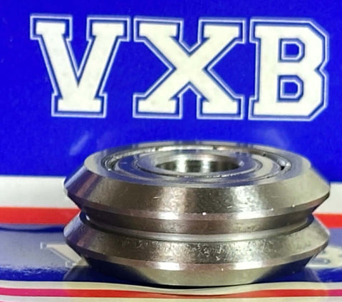 3611N11 V-Groove Track Roller Bearing 3/8" x 1-3/16" x 7/16" Stainless Steel on a VXB branded background.