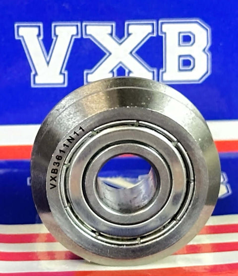 3611N11 V-Groove Track Roller Bearing 3/8" x 1-3/16" x 7/16" Stainless Steel showing the front view.