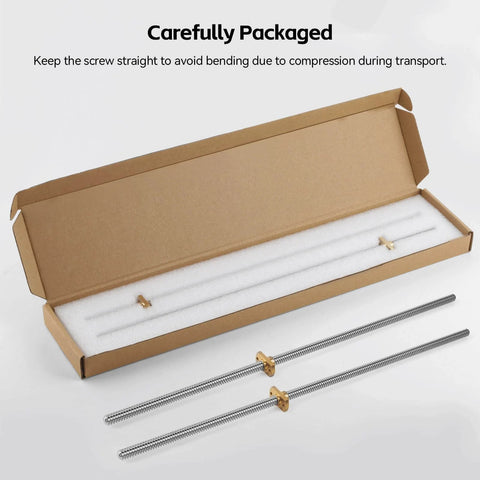 365mm t8 z axis lead screw z rod stainless steel threaded rod with brass nut z-axis upgrade kit in package open view