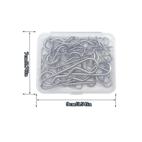 36pcs Cotter Pins, Cotter Pin Assortment Kit in transparent box with dimensions, includes 6 sizes spring fasteners for trailer locking