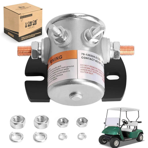 36 Volt Golf Cart Solenoid With Four Terminals For TXT Marathon Medalist Electric Models and parts displayed.