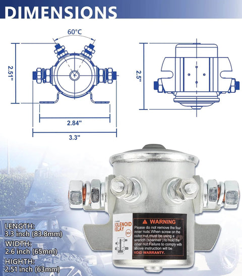 36 Volt Four Terminal Solenoid Relay For EZGO TXT And Marathon Golf Carts 1980 To 2010 Replacement OEM Parts front view
