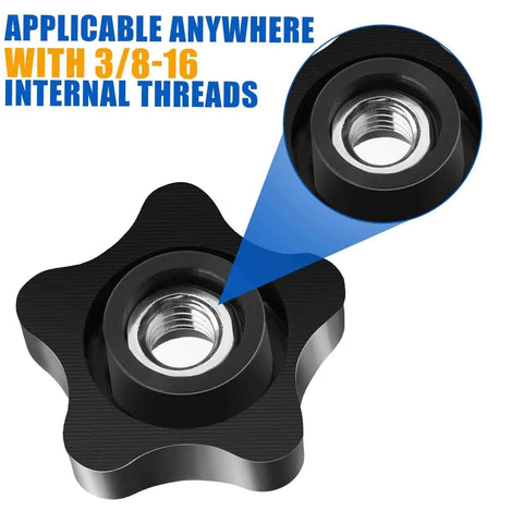 4 Pcs 3/8-16 Star Knobs With Female Threads Clamping Nuts And Thumb Screws For T Track Bolts And Jigs Durable Nylon And Copper Construction