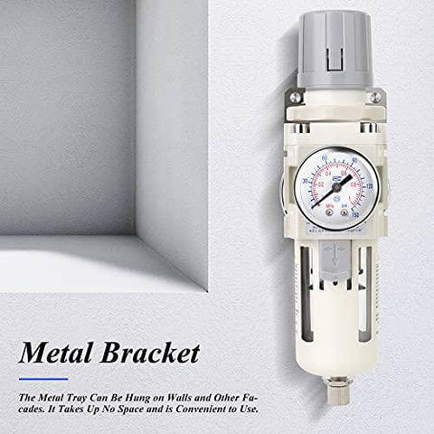 3/8" NPT Air Filter Pressure Regulator Combo Piggyback, Air Tool Compressor Filter - Gauge AW3000-03