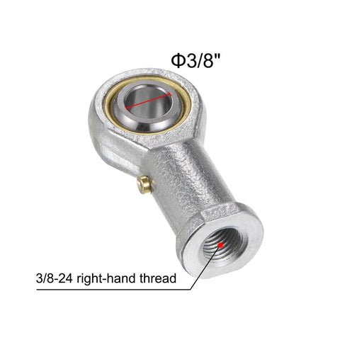 3/8 Inch Female Rod End Bearing With 3/8-24 Right Hand Thread, Self Lubricating Joint, 9 Degree Angular Misalignment, 45 Steel Body