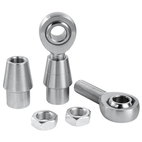 3/8 inch Heim Joint Rod End Kit chromoly panhard rod ends with tube adapters and jam nuts, shown in metal finish