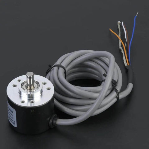 Incremental Rotary Encoder Five To Twenty Six Volts DC Top Notch 38 Millimeter Diameter NPN Open Collector ABZ Encoder with Cable
