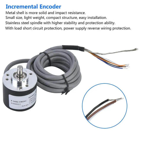 Incremental Rotary Encoder Five To Twenty Six Volts DC Top Notch 38 Millimeter Diameter NPN Open Collector ABZ Encoder