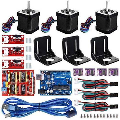 3D Printer CNC Controller Ardiuno CNC kit - for Arduino IDE, GRBL CNC Shield Board+RAMPS 1.4 Mechanical Switch Endstop DRV8825 A4988 Stepper Motor Driver Nema17 Stepper Motor LKB02,Black
