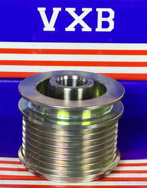 VXB F-557311 alternator freewheel pulley, Mercedes-Benz multi-groove metal pulley, silver finish