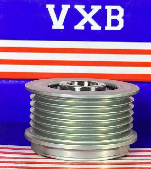 Alternator freewheel clutch pulley bearing F-553099, metal ribbed pulley, VXB Bearings.